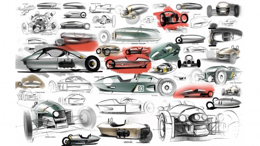 Morgan pokazał wygląd nowego 3 Wheelera na szkicach projektowych Morgan 3 Wheeler