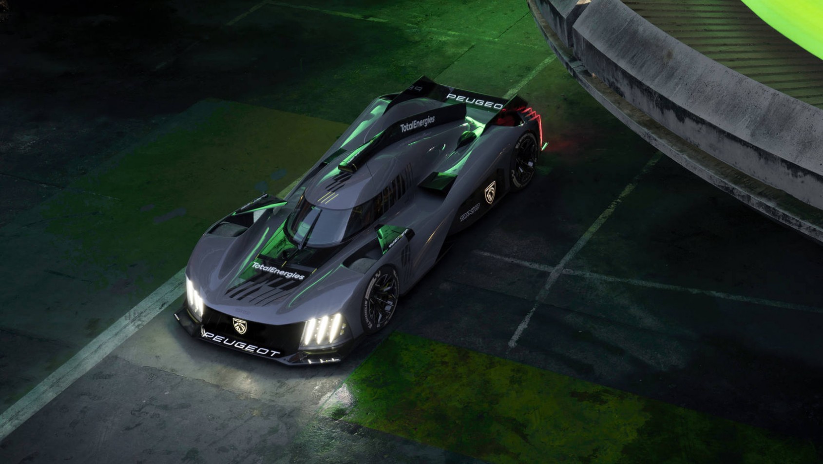Peugeot 9X8 Le Mans Hypercar widziany z góry
