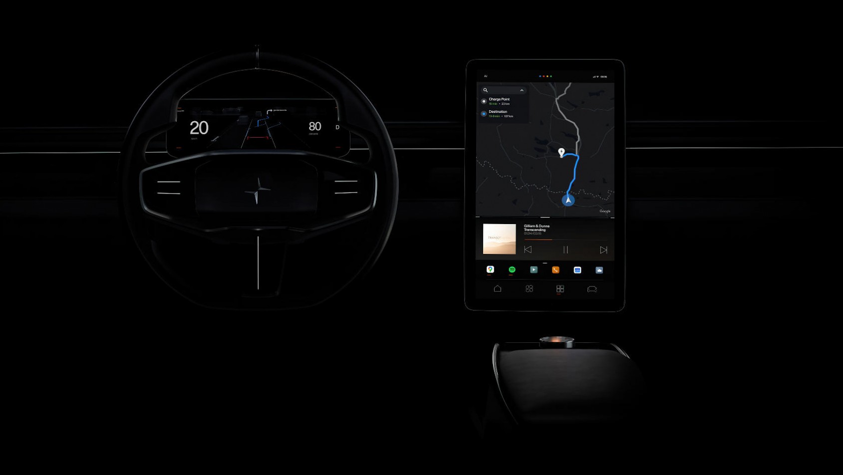 Polestar 5 Precept concept wnętrze ekrany