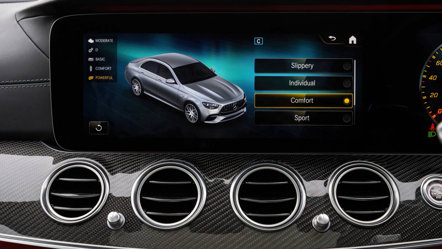 Mercedes AMG E63S tryb comfort