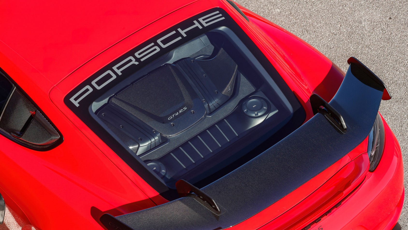 Porsche Cayman GT4 RS silnik, widok z góry
