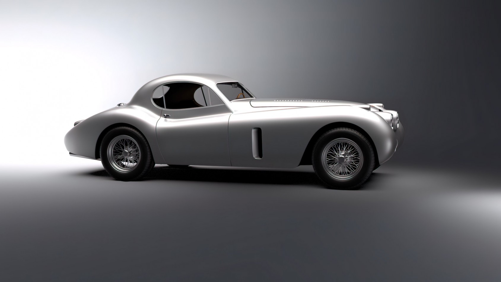restomod Jaguar XK sylwetka z boku