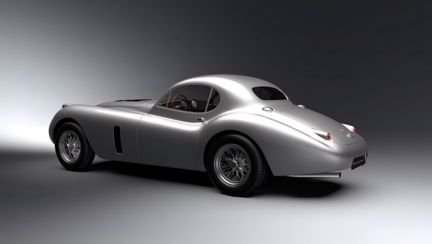 restomod Jaguar XK sylwetka z tyłu