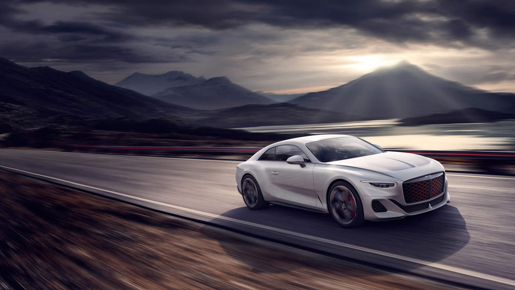 Bentley Mulliner Batur na tle krajobrazu