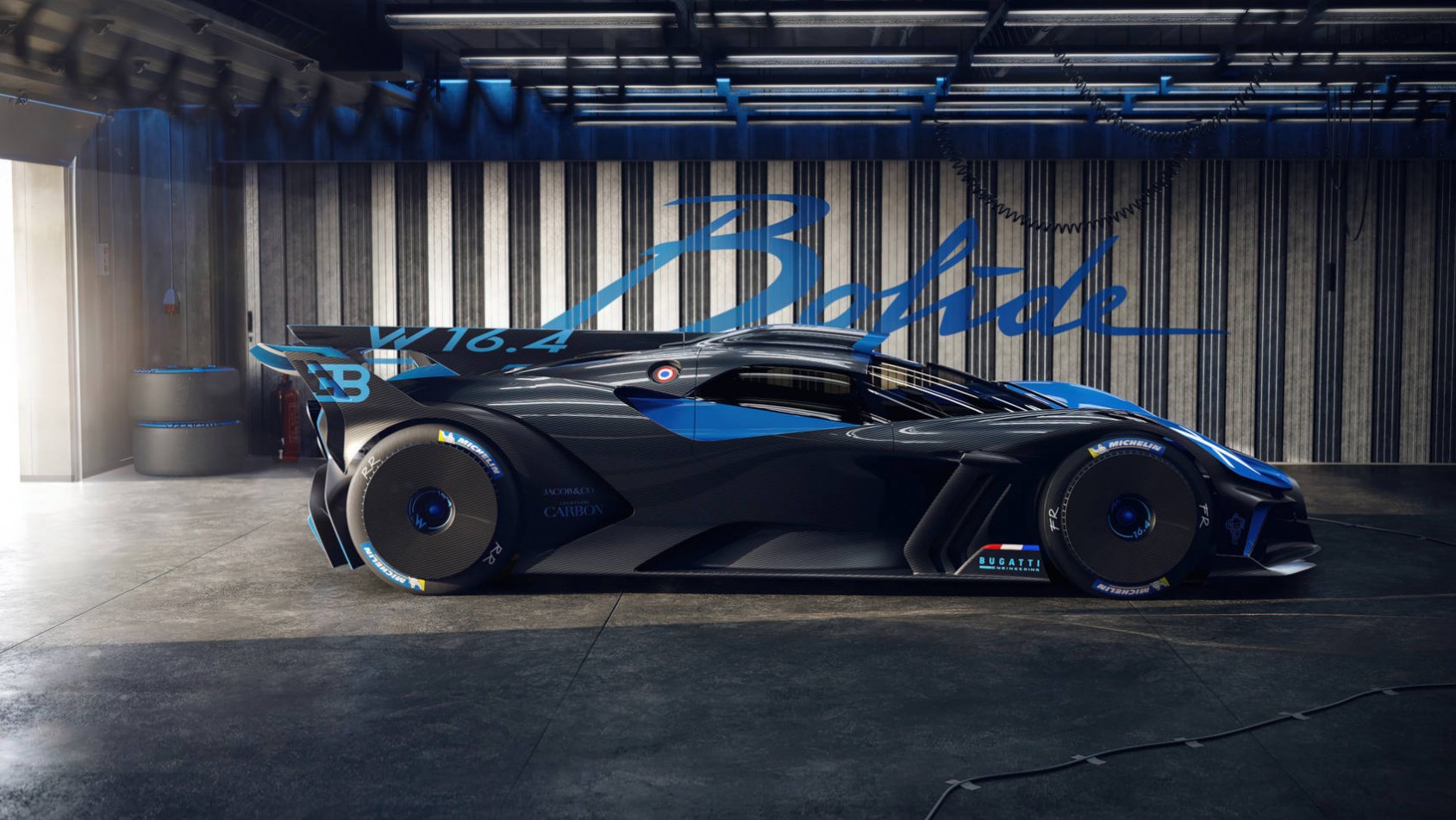 Bugatti Bolide Bugatti Bolide w garażu profil