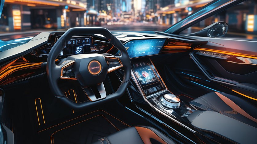 Futurystyczne wnętrze samochodu przyszłości