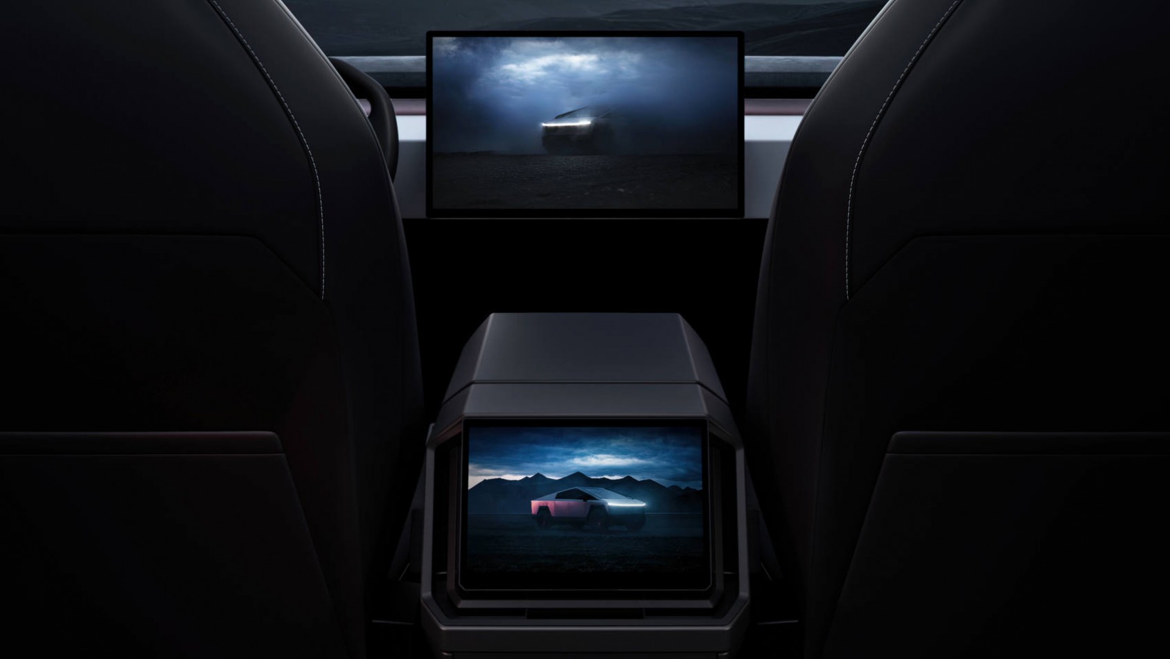 Tesla Cybertruck produkcyjna ekran tył