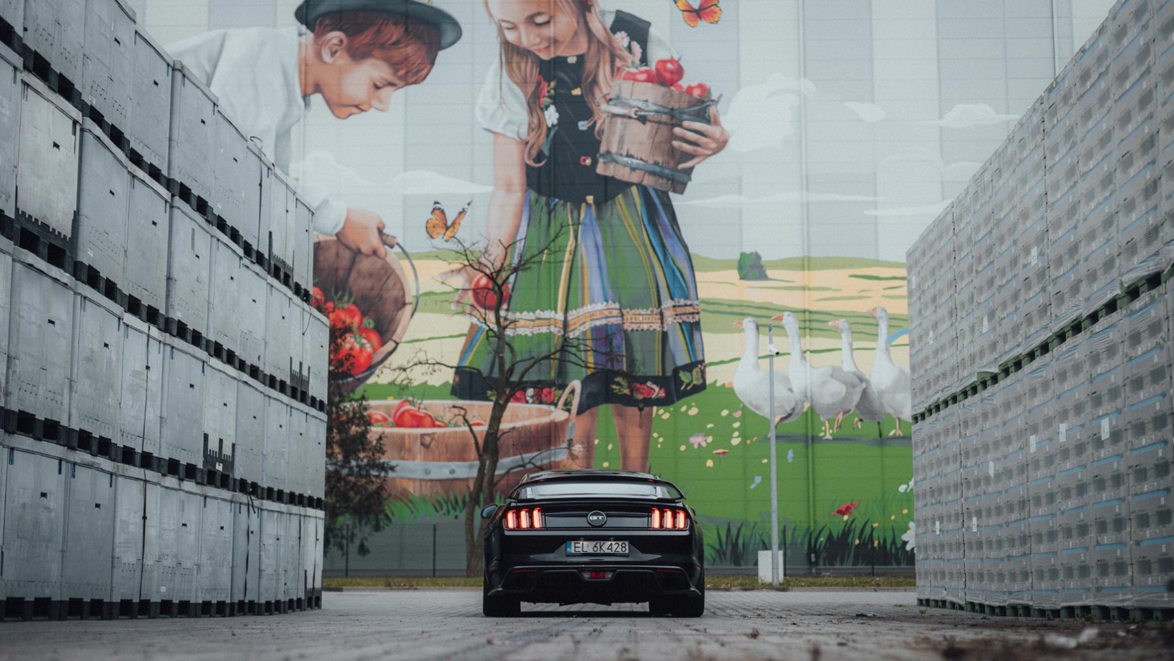 Łowicz zimą – największy mural w Polsce i unikalny rynek trójkątny