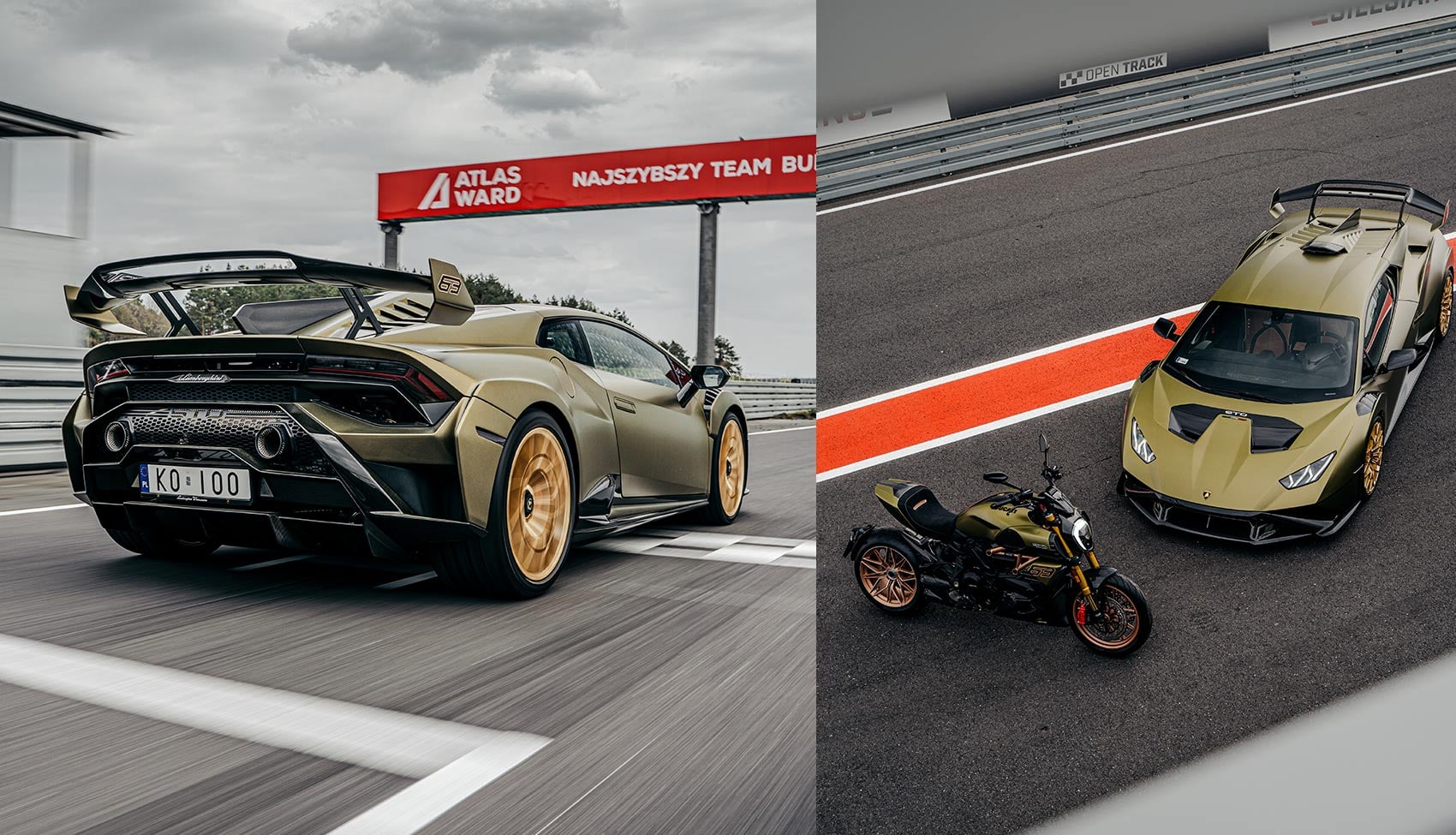 Lamborghini Huracán STO i&nbsp;Ducati Diavel na&nbsp;torze Silesia Ring