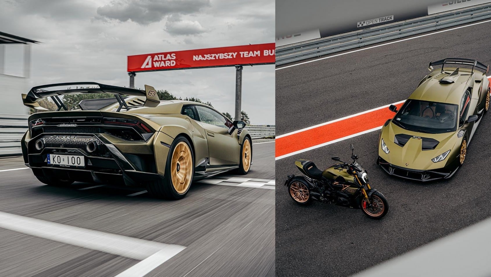 Lamborghini Huracán STO i Ducati Diavel na torze Silesia Ring